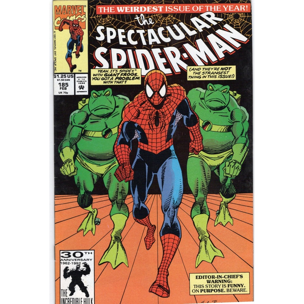 Spectacular Spider-Man 185 Marvel Comics 1992 VF Direct Edition Giant Frogs - Picture 1 of 2